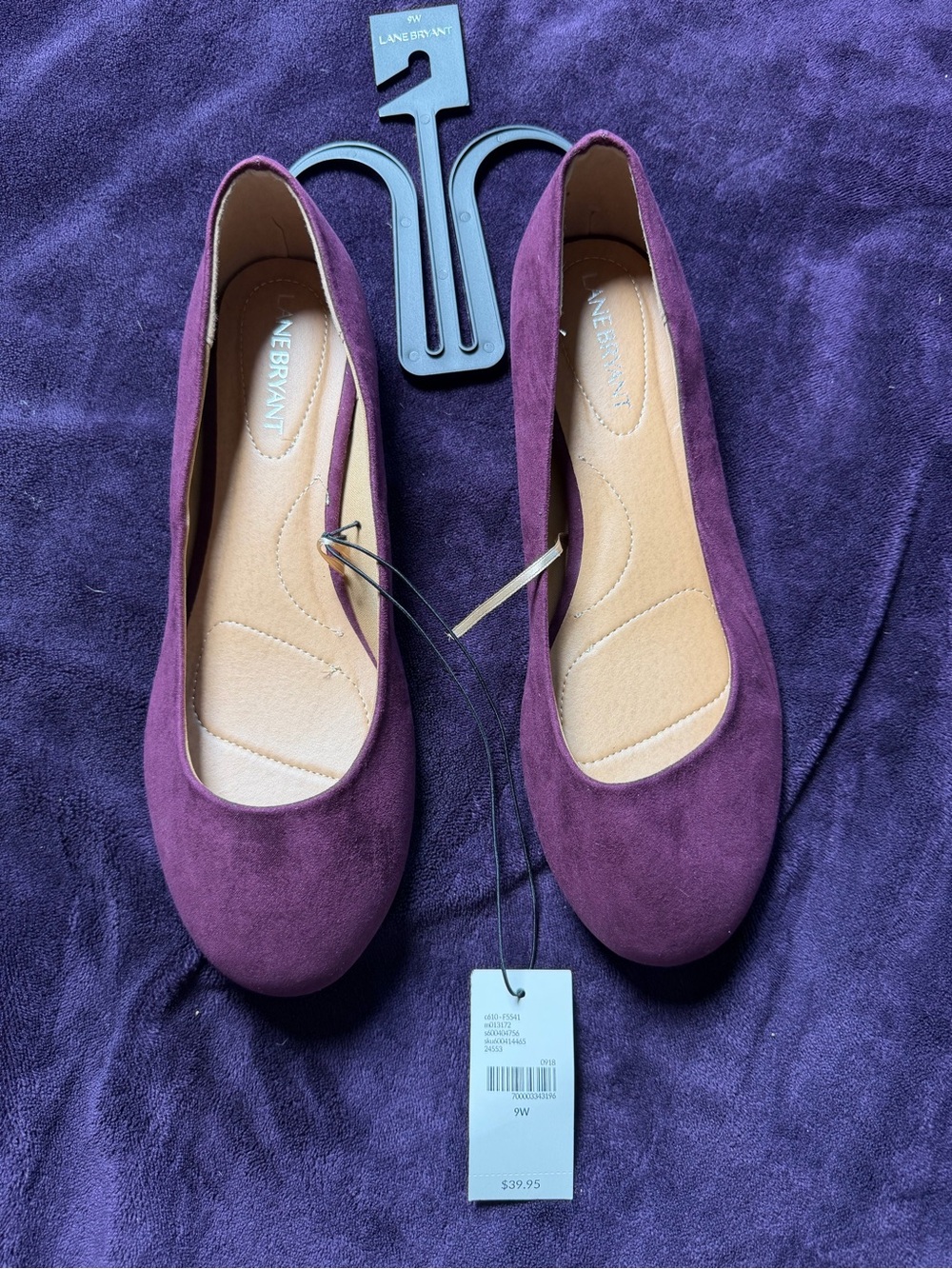 Lane Bryant Plum Suede Ballet Flats Women’s 9W NWT